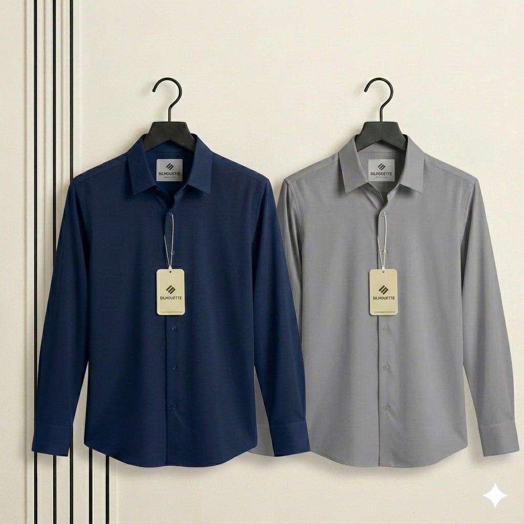 Premium China Stitch Shirt (Navy & Ash)